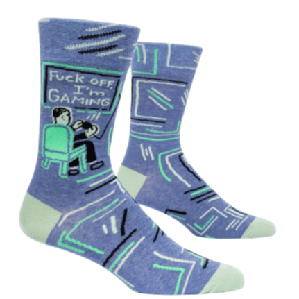 Fuck Off I'm Gaming Men's Crew Socks Blue