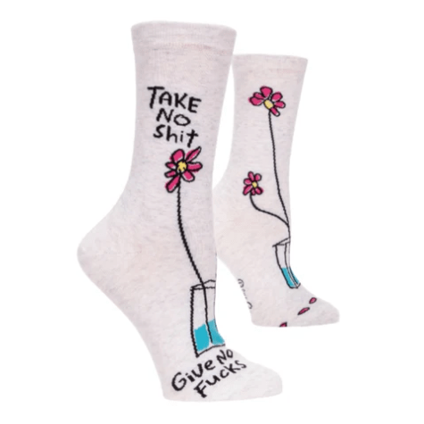 Take No Shit Women's Crew Socks Ivory