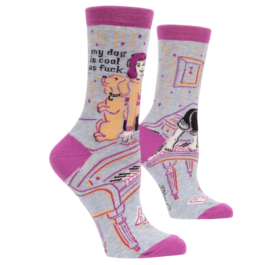 My Dog Is Cool As Fuck Women's Crew Socks Pink