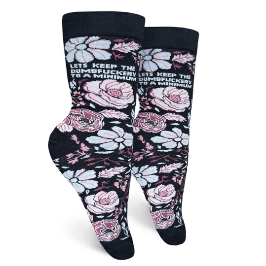 Lets Keep The Dumfuckery To A Minimum Women's Crew Socks Black