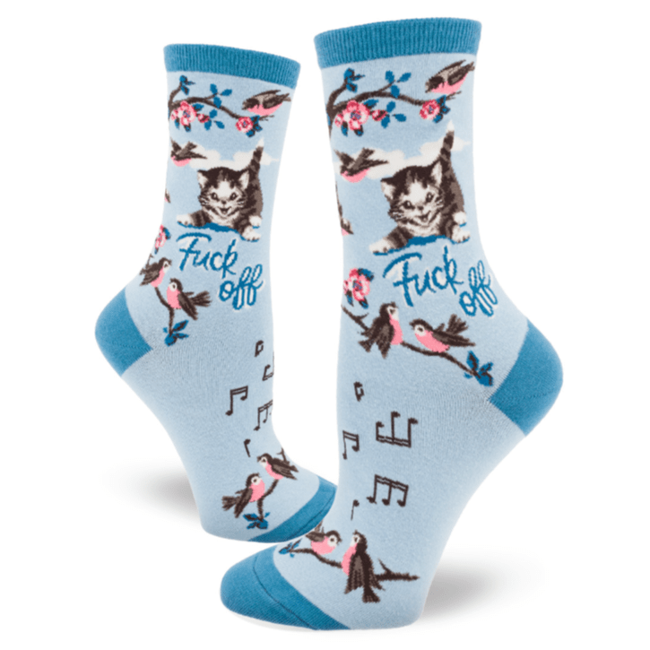 F*ck Off Kitty Women's Crew Socks Blue