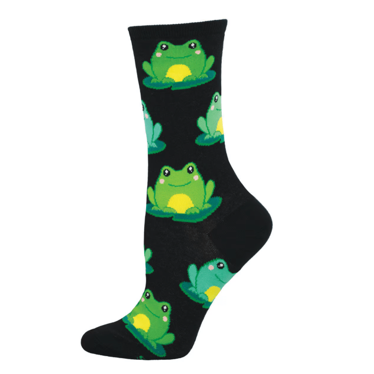 Friendly Frogs Women's Crew Socks Black