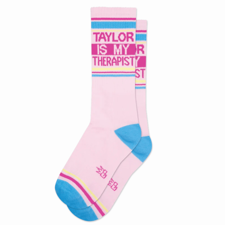 Taylor Is My Therapist Crew Socks Pink