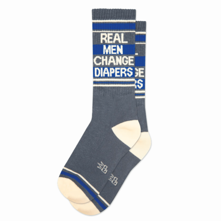 Real Men Change Diapers Crew Socks Grey