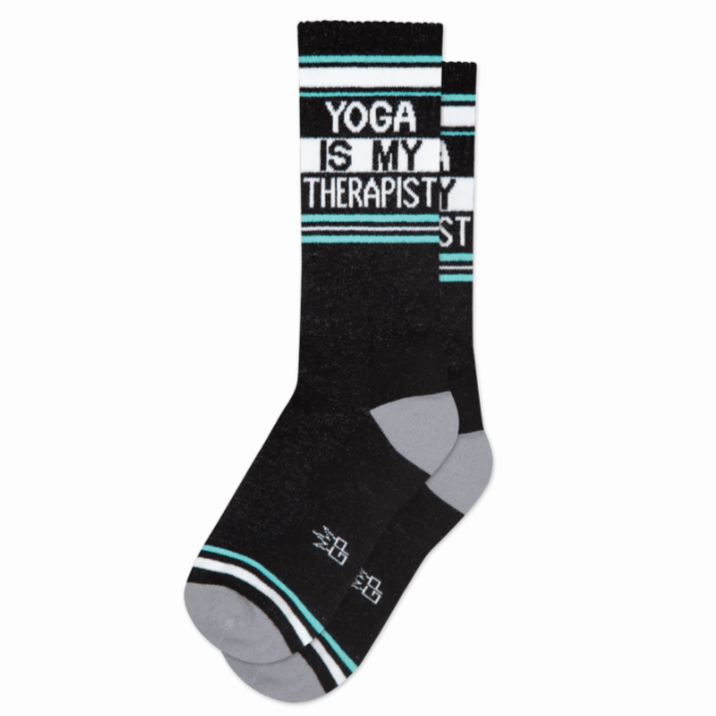 Yoga Is My Therapist Unisex Crew Socks Black