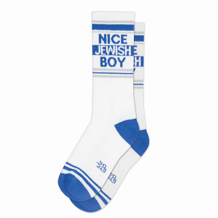 Nice Jewish Boy Unisex Crew Sock Blue and White