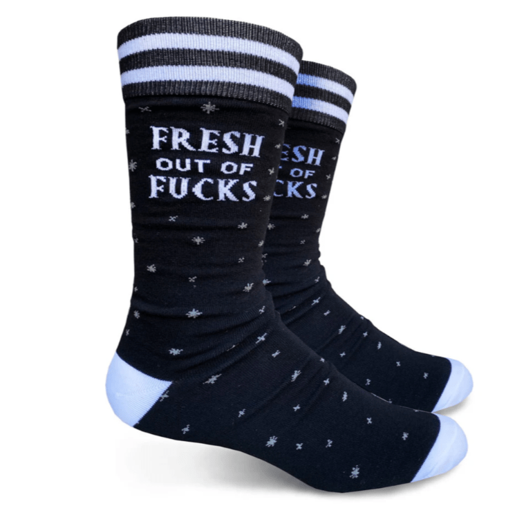 Fresh Out Of F*cks Men's Crew Socks Black