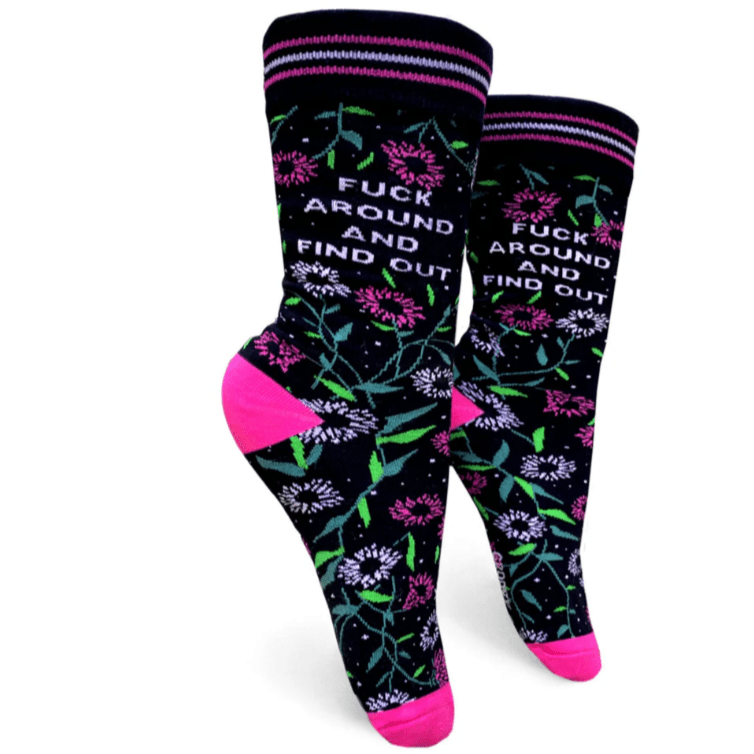 F*ck Around And Find Out Women's Crew Socks Black