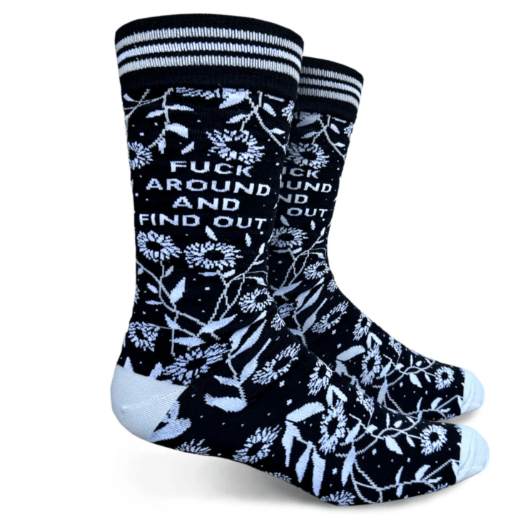 F*ck Around And Find Out Men's Crew Socks Black
