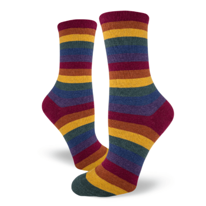 Heather Striped Rainbow Women's Crew Socks Multi