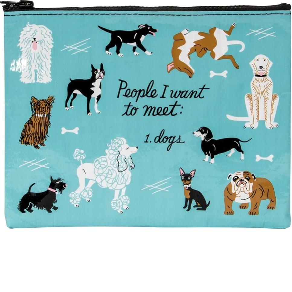 People To Meet Dogs Zipper Pouch Grey