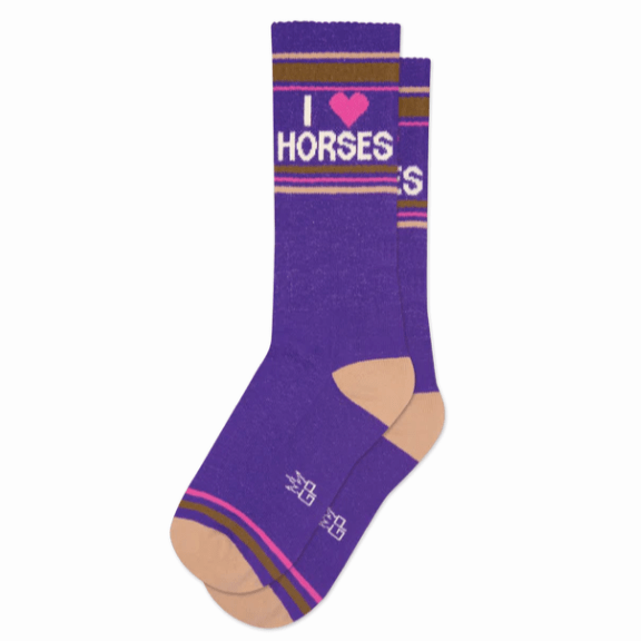 I Love Horses Unisex Crew Socks Purple