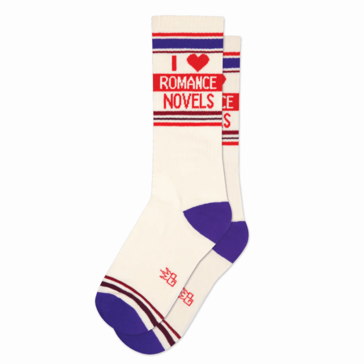 I Love Romance Novels Unisex Crew Socks Ivory