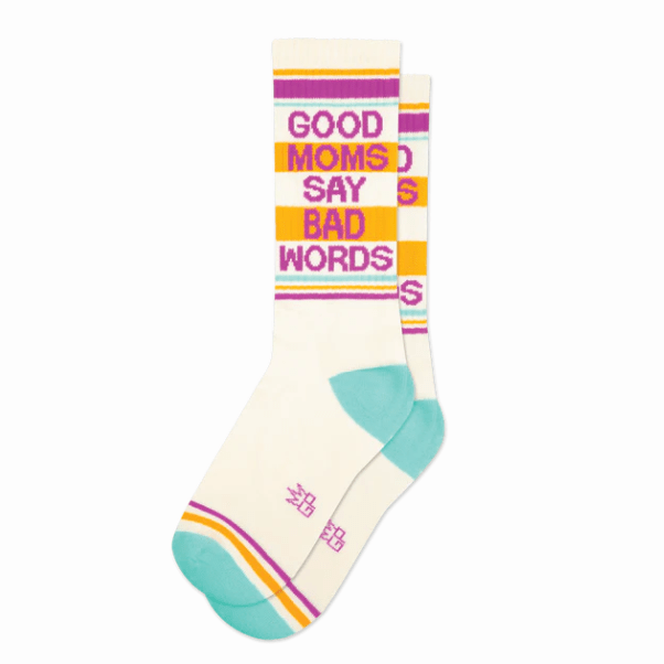 Good Moms Say Bad Words Crew Socks Ivory