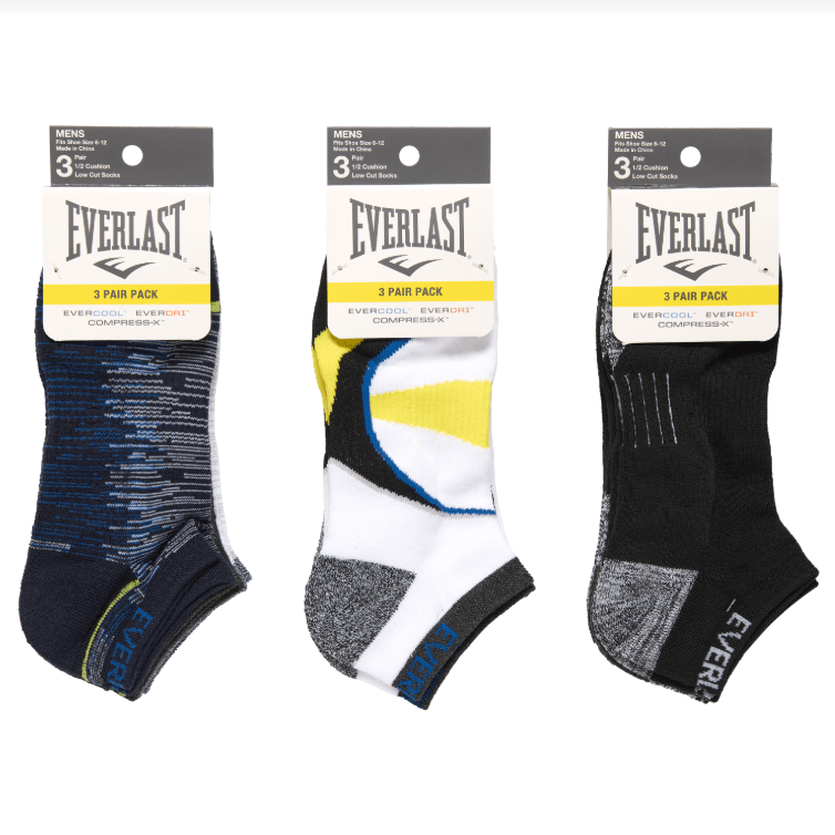 Doorbuster Everlast 3 Pack Men's Low Cut Socks Multi