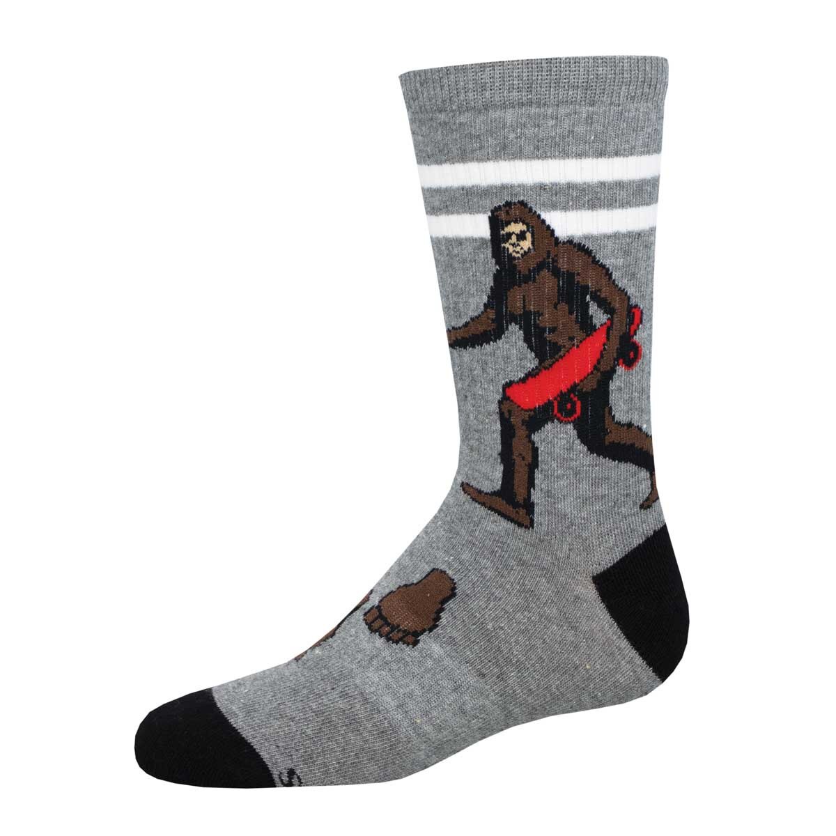 Skate or Squatch Junior Athletic Crew Sock Grey / Junior SockSmith