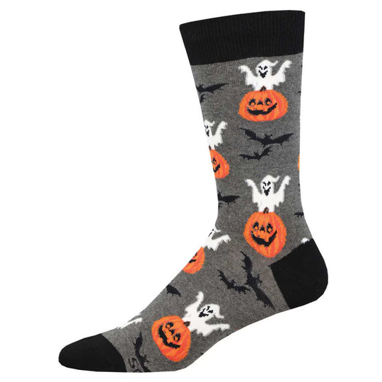 Spooky Jack O'Lanterns Socks Grey SockSmith