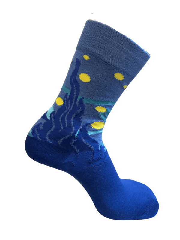 Starry Night Crew Socks Blue / Medium John's Crazy Socks
