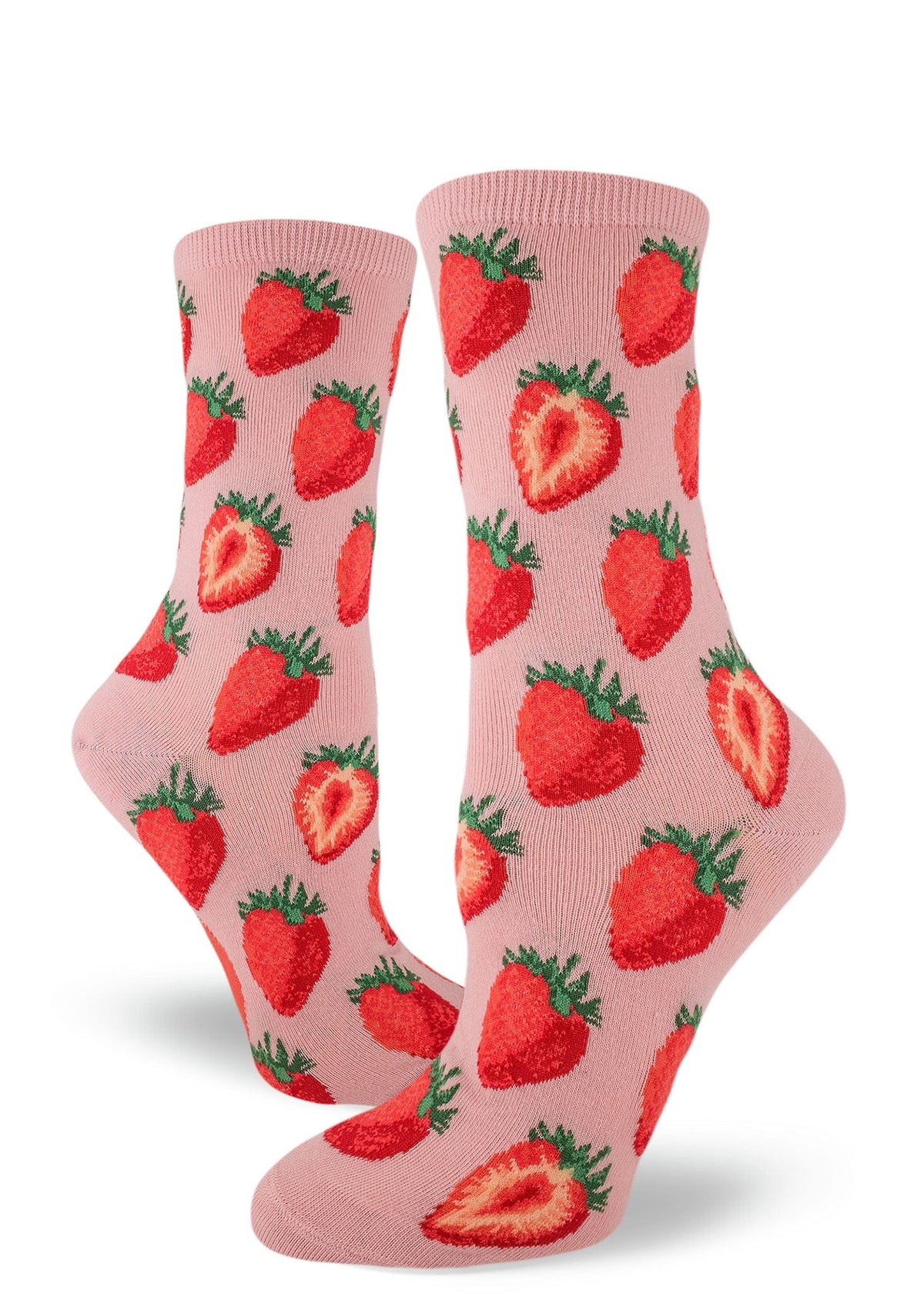 Strawberry Crew Socks for Women Pink ModSocks