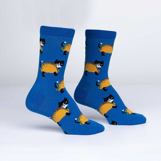 Let's Taco 'bout Cats Women's Crew Socks Blue