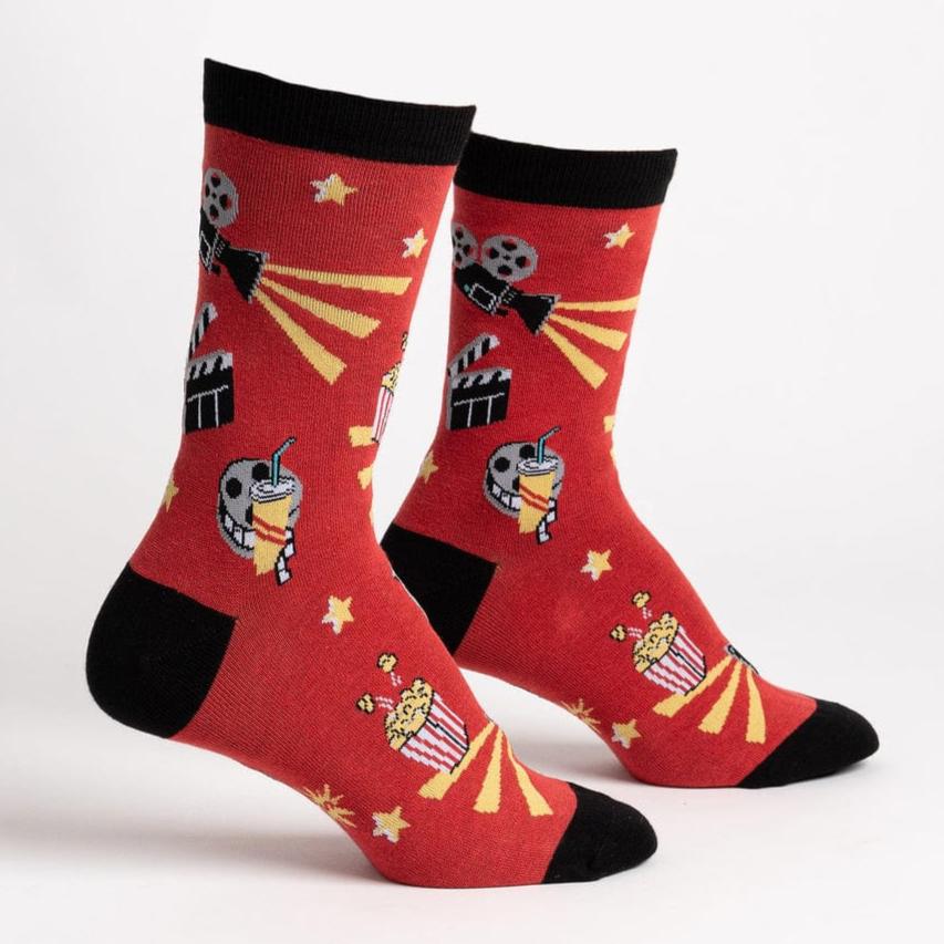 Movie Night Women's Crew Socks Red