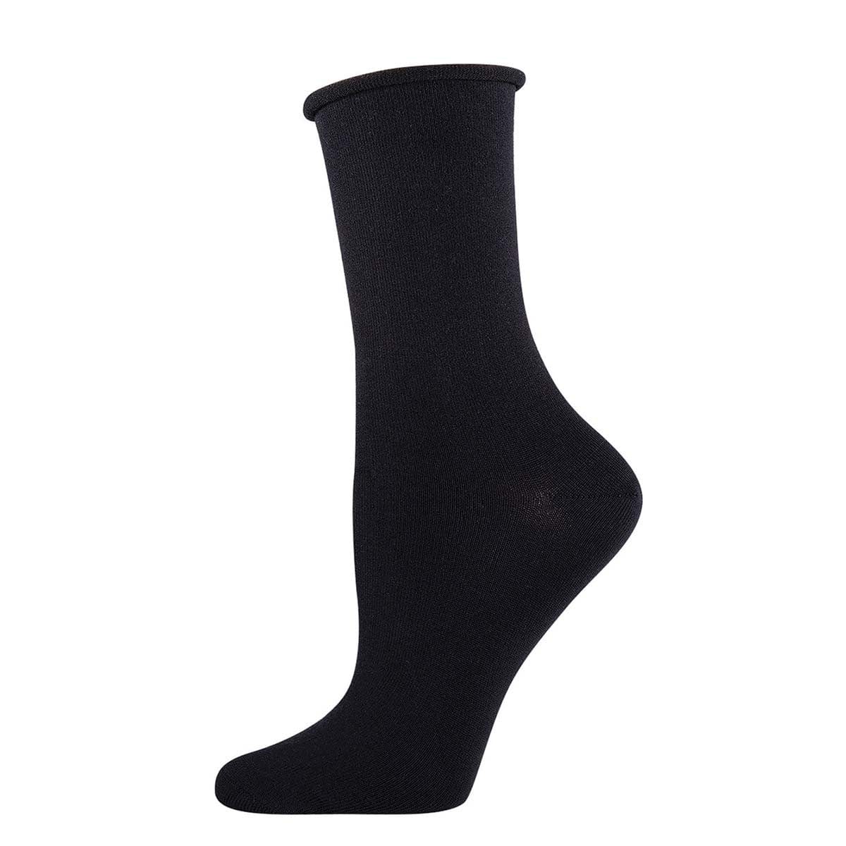 Solid Bamboo Women's Crew Socks Black