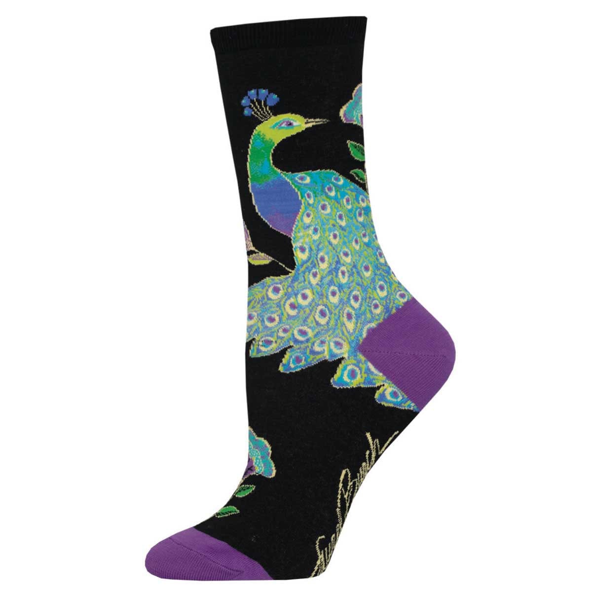 Intricate Peacock Women's Crew Socks Black