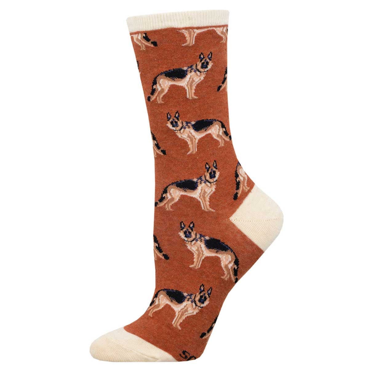 German Shepherd Women's Crew Socks Rust