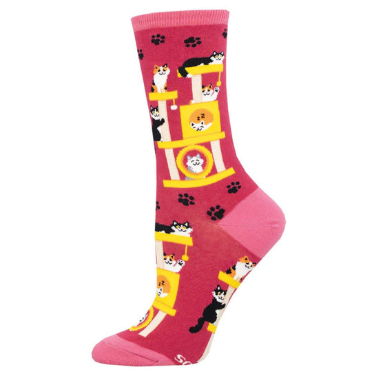 Cool Cats Club Women's Crew Socks Pink