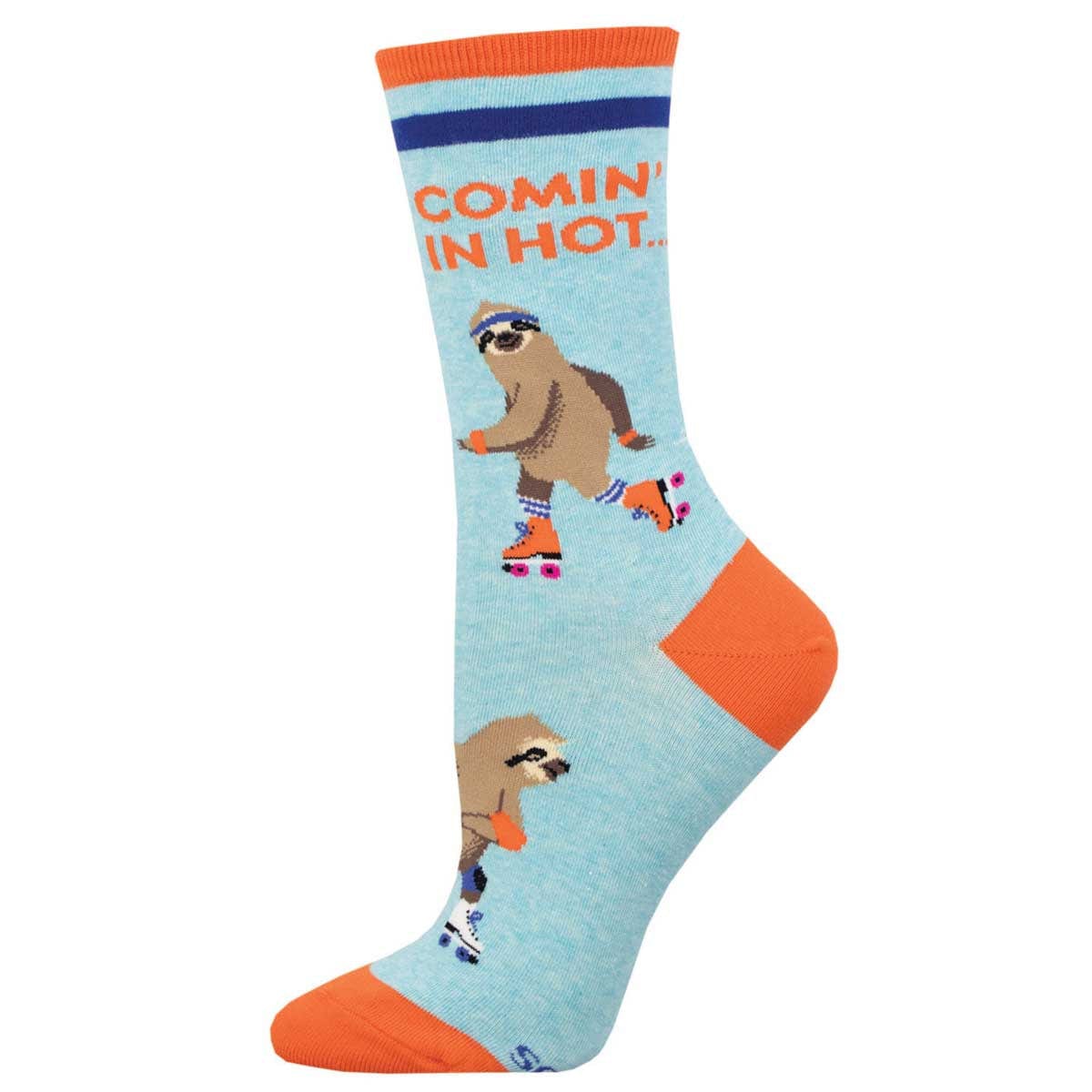 Comin' In Hot Women's Crew Socks Blue