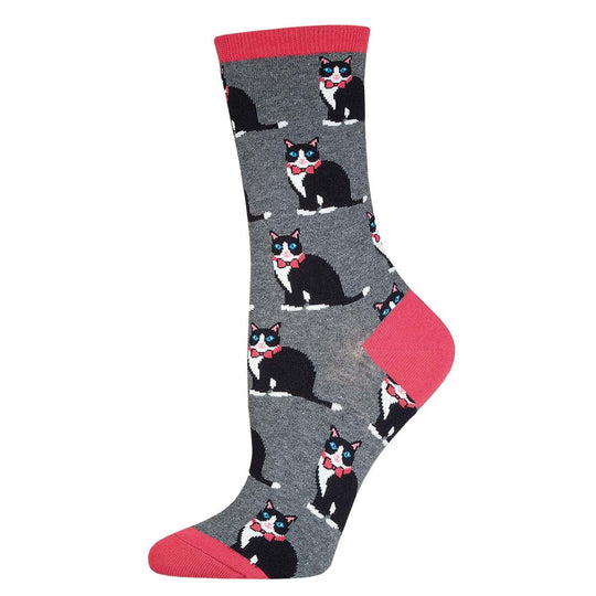 Tuxedo Cats Women's Crew Socks Grey