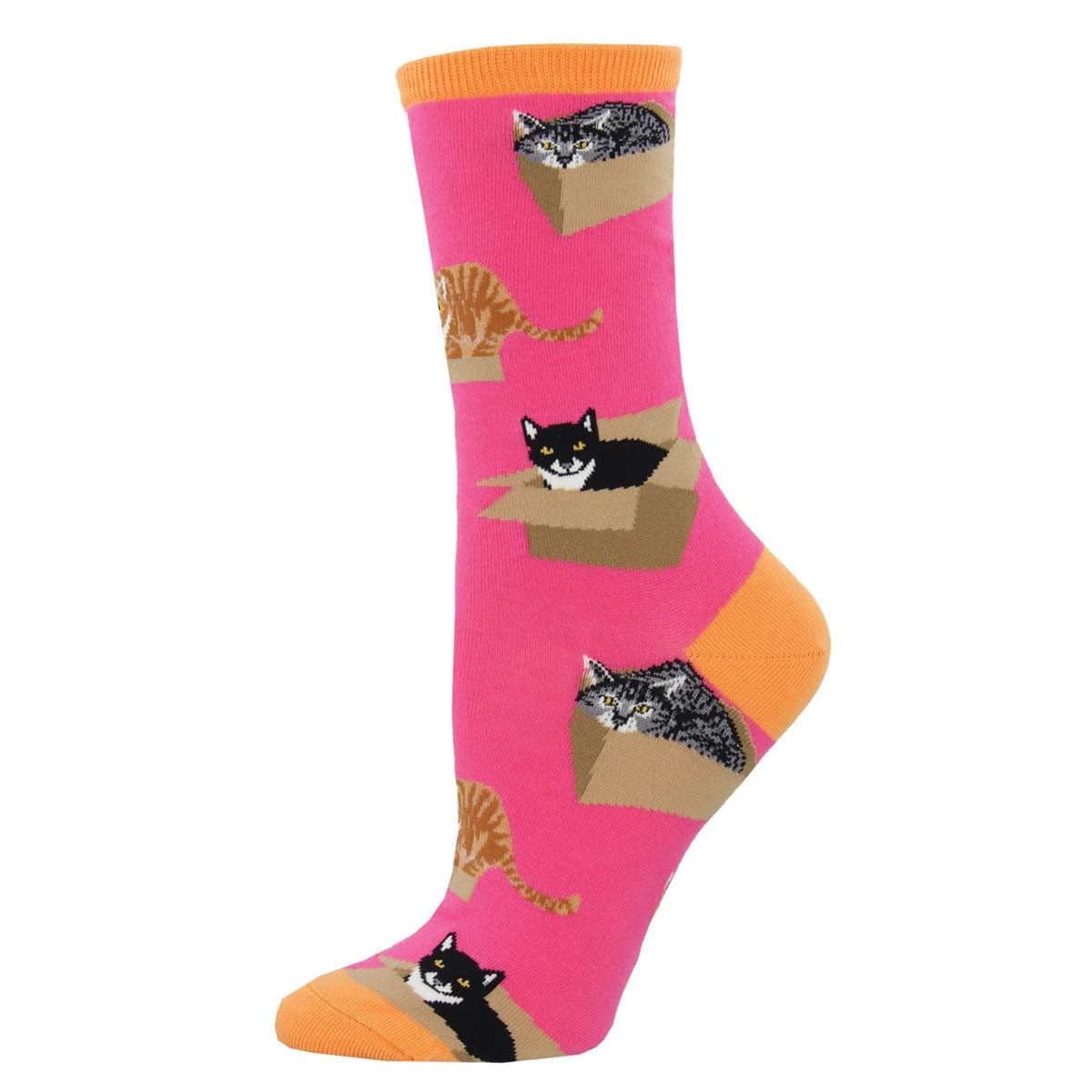 Cat In A Box Women's Crew Socks Pink