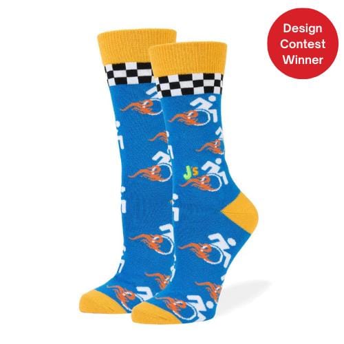 Wheels On Fire Crew Socks Blue / Medium
