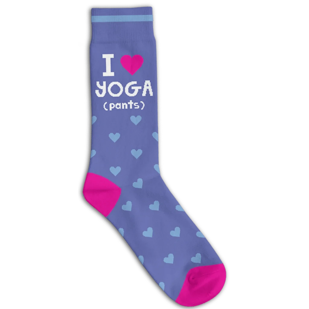 I Love Yoga (Pants) Crew Socks Blue