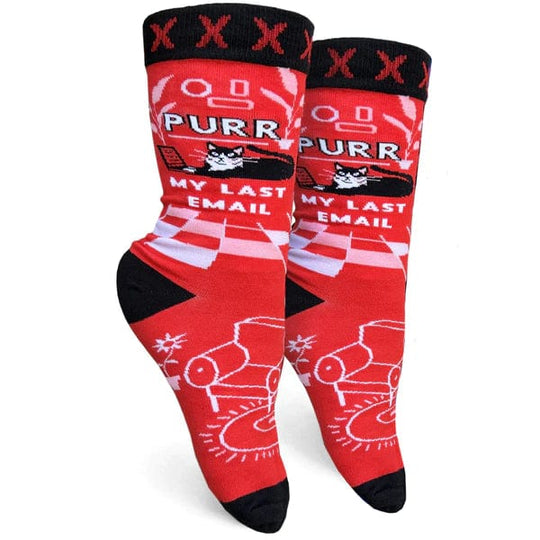 Purr My Last Email Women's Crew Socks Red