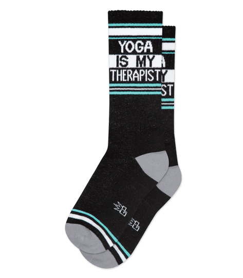 Yoga Is My Therapist Unisex Crew Socks Black