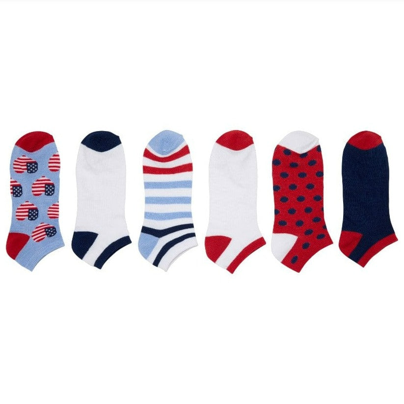 Americana Women's No Show Socks 6 Pack Multi
