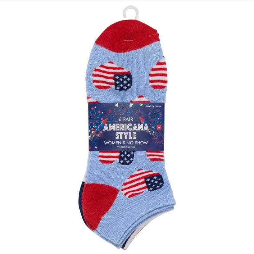 Americana Women&#39;s No Show Socks 6 Pack Multi