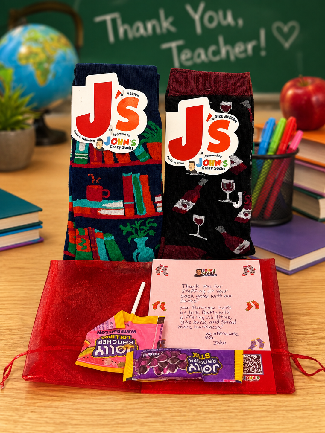 Back to School Gift Bag - for Teacher Multi / Medium John's Crazy Socks