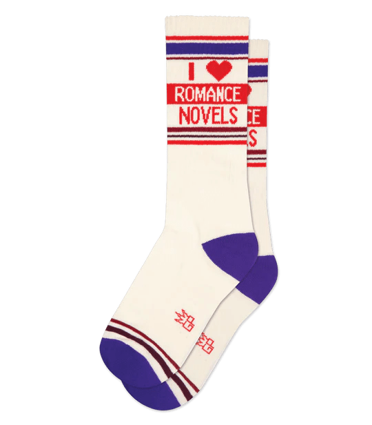 I Love Romance Novels Unisex Crew Socks Ivory