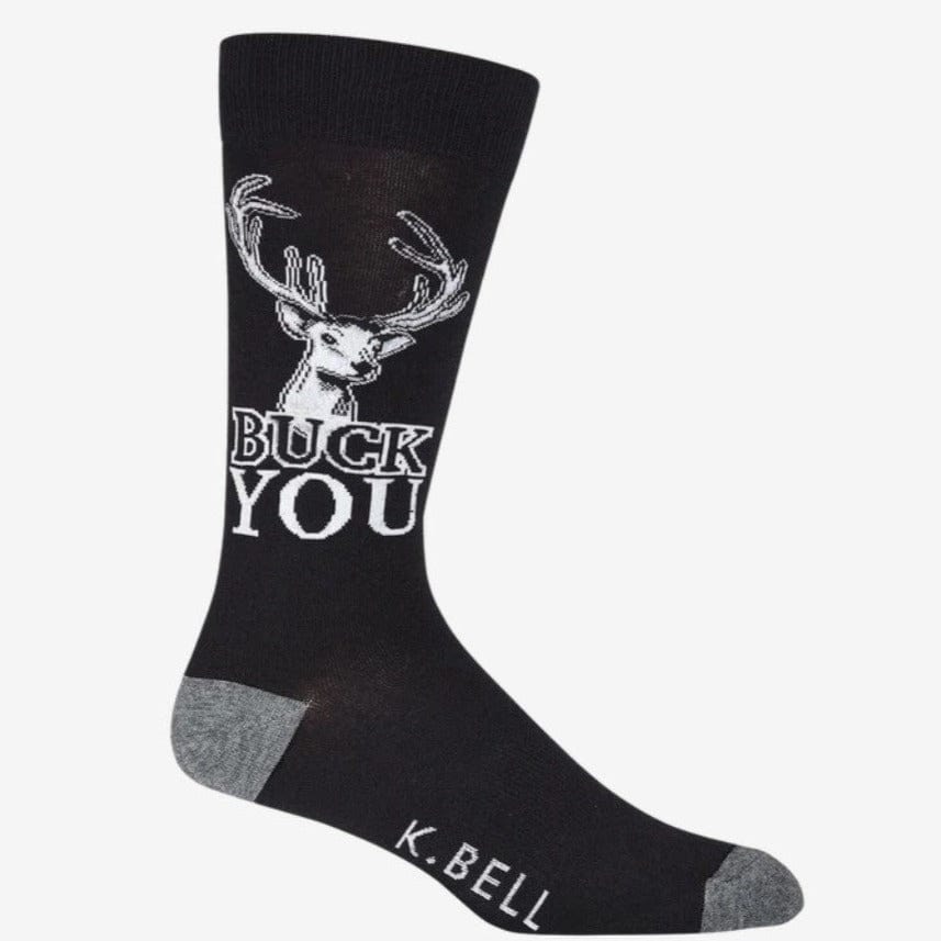 Buck You Men's Crew Socks Black