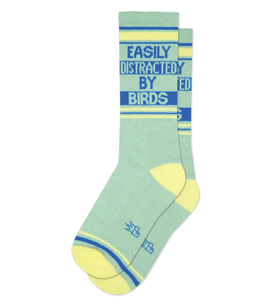 Easily Distracted By Birds Unisex Crew Socks Green