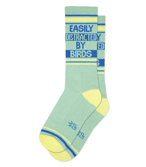 Easily Distracted By Birds Unisex Crew Socks Green