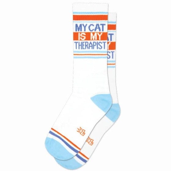 My Cat Is My Therapist Unisex Crew Socks White