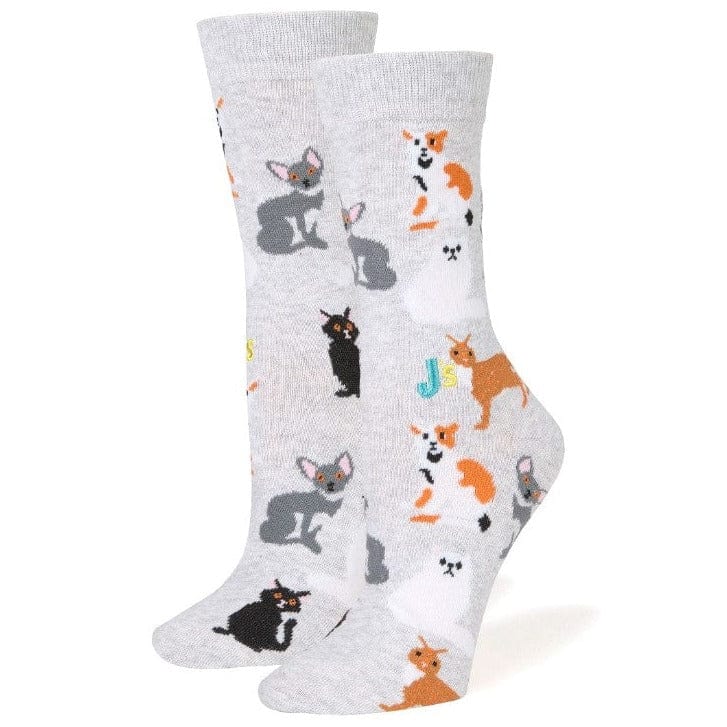 Cat Breeds Crew Socks Grey / Medium