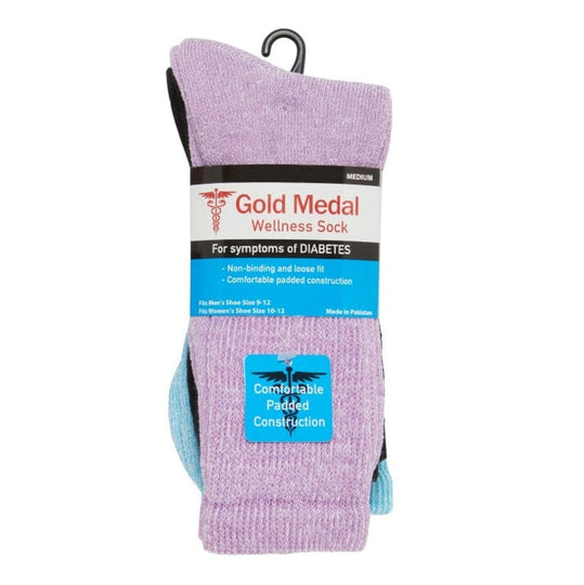 Women's Diabetic 3 Pack Crew Socks Purple