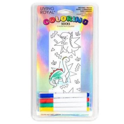 Dino Daze Coloring Socks White