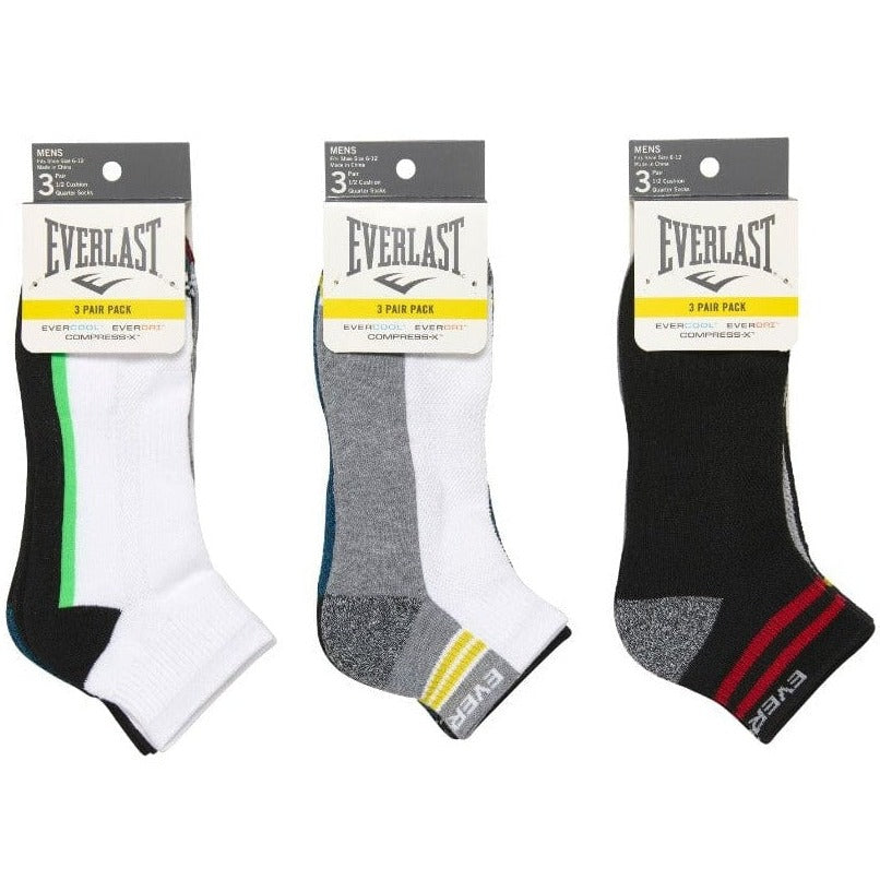 Everlast Mens Performance Quarter 3pr Pack Multi