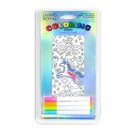 Fairy Princess Coloring Socks White