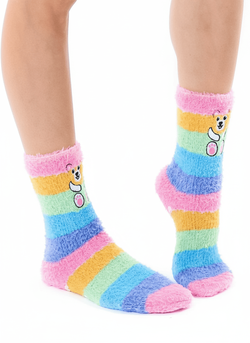 Fuzzy Teddy Crew Socks Multi Living Royal